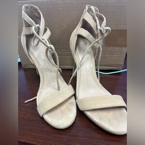 Women’s beige suede heels